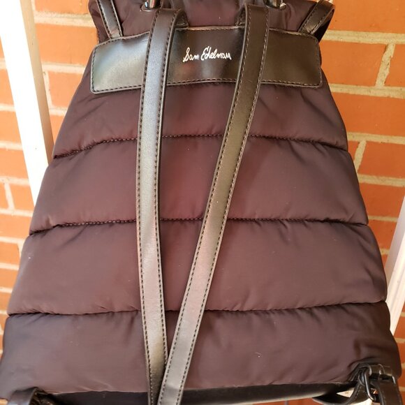 EUC Sam Edelman Backpack Puffer Branwen Flap School Black/Blue SPIKES (OS) - Picture 9 of 15